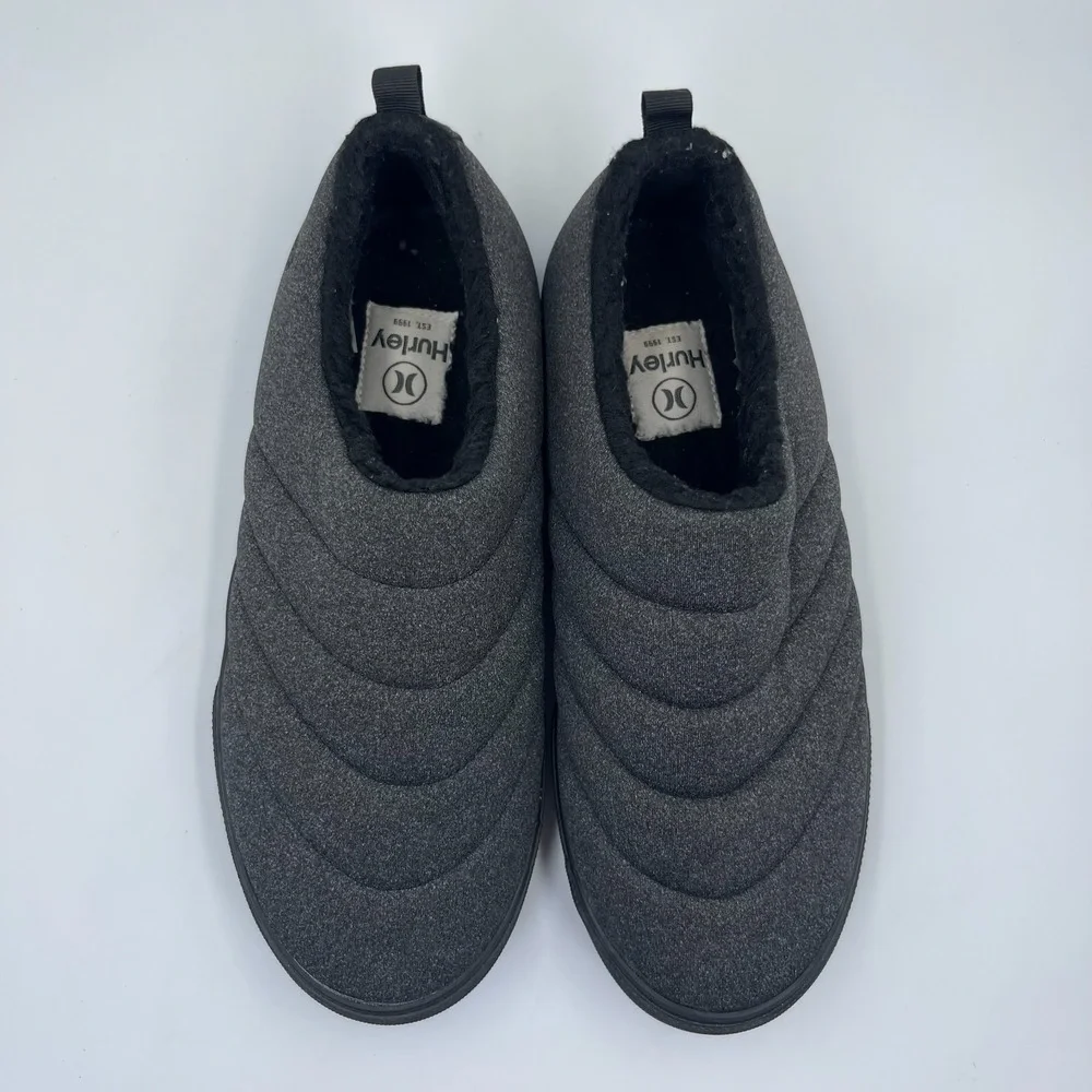 Hurley Arlo Puff Men's Size 10M Charcoal Slip On Fleece Lined Puffer Shoes